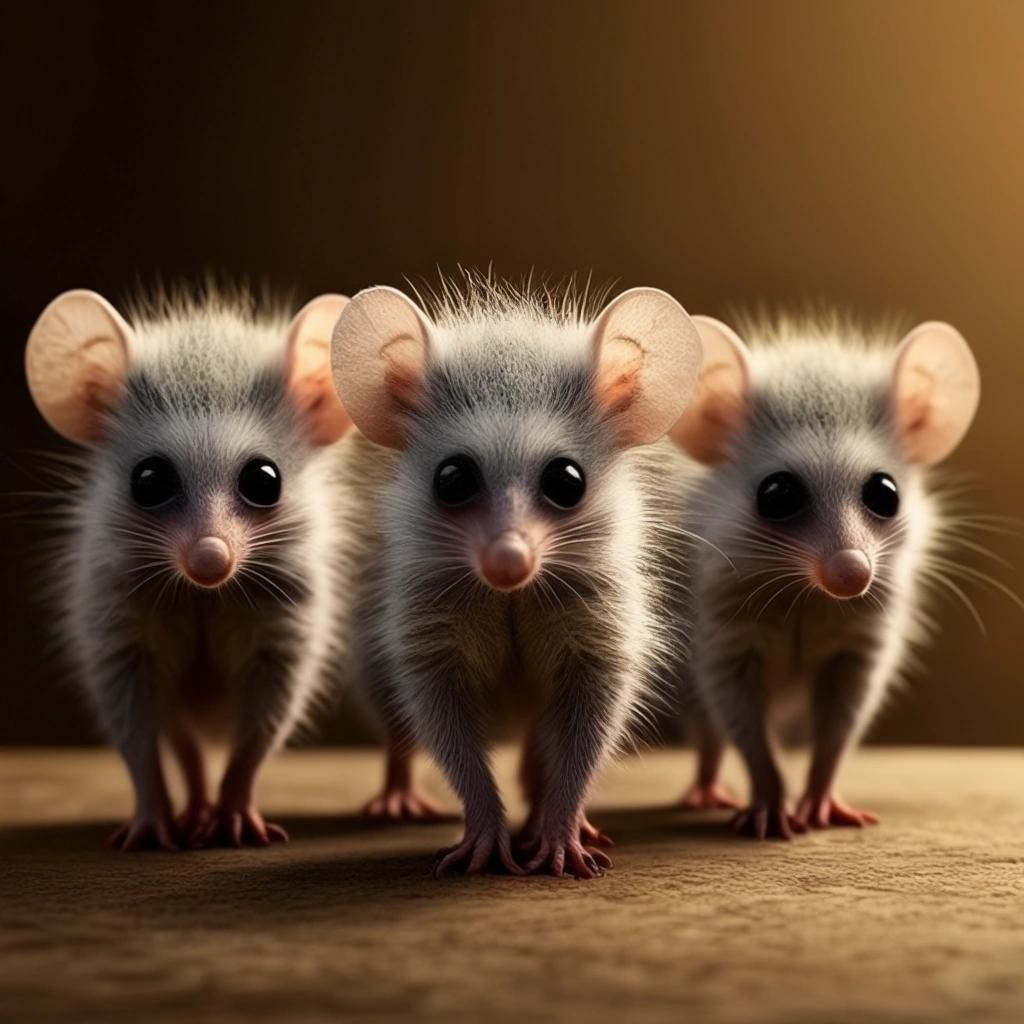 Image with seed 3262825276 generated via Stable Diffusion through @stablehorde@sigmoid.social. Prompt: an army of baby possums ready to march. Realistic photograph style.