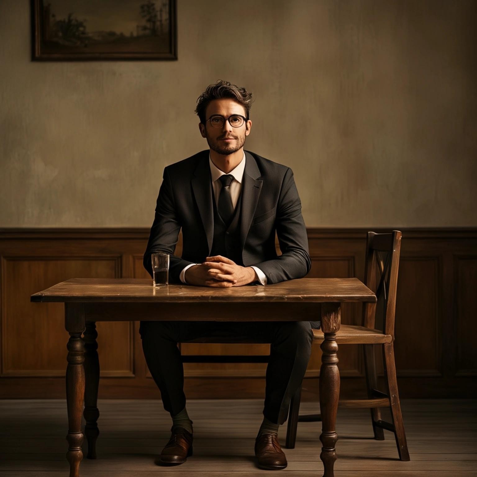 Image with seed 743674858 generated via Stable Diffusion through @stablehorde@sigmoid.social. Prompt: a married bachelor sitting on a table that nobody perceives
