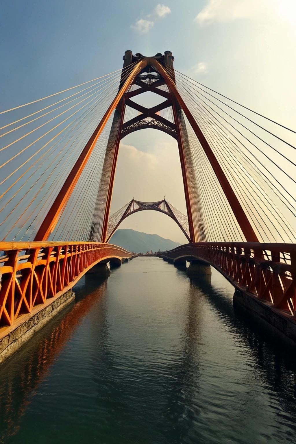 Image with seed 3537566409 generated via Stable Diffusion through @stablehorde@sigmoid.social. Prompt: a huge bridge in dali style