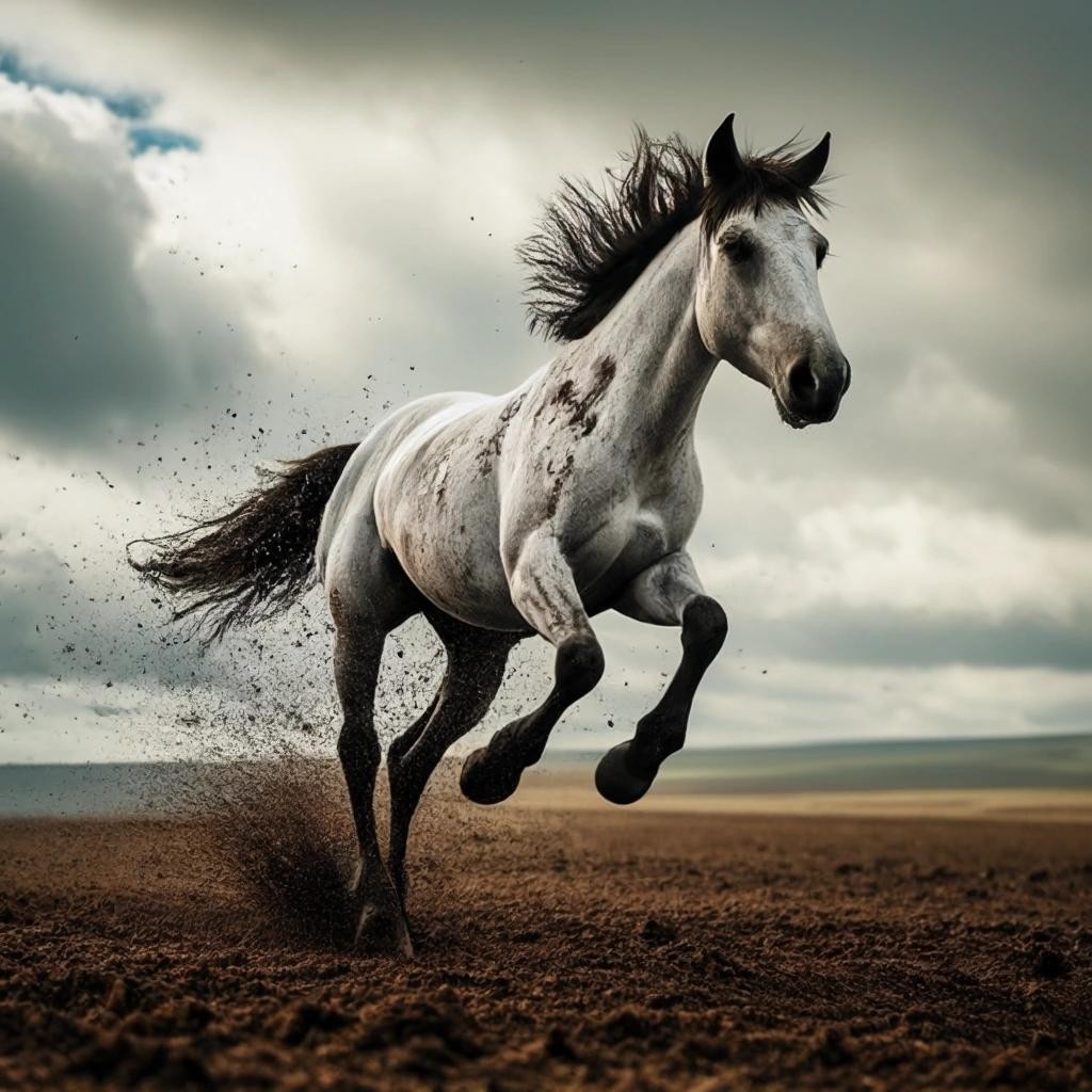 Image with seed 3552097869 generated via Stable Diffusion through @stablehorde@sigmoid.social. Prompt: you may see horses try to fly, a dog with periwinkle eyes, but peppered earth with chunks of sky, now there’s a sight worth seeing