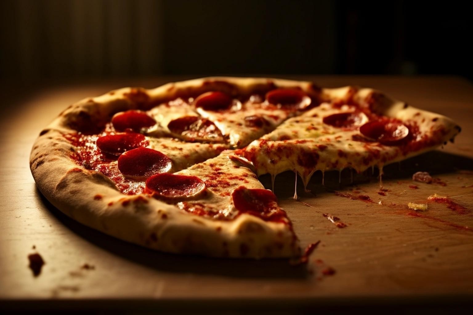 Image with seed 1264146919 generated via Stable Diffusion through @stablehorde@sigmoid.social. Prompt: a slice of pizza in a homicidal rage