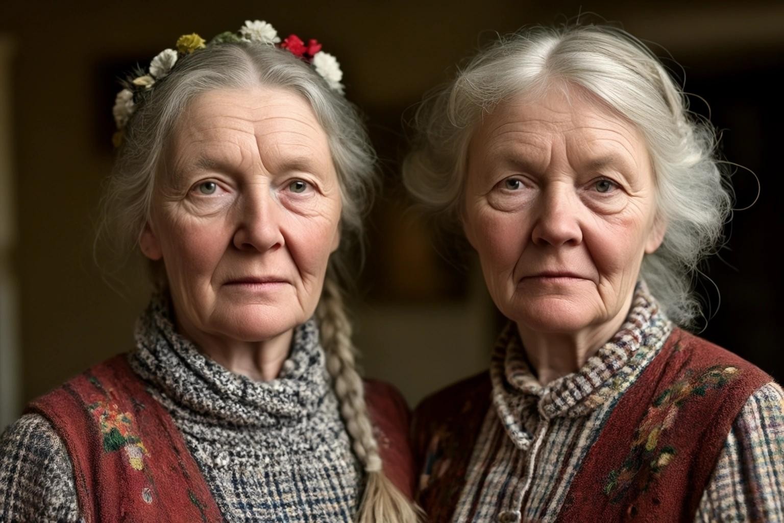 Image with seed 296900245 generated via Stable Diffusion through @stablehorde@sigmoid.social. Prompt:  the two cousins Priscilla and Gwyneth Molesworth from the neighbouring towns of Middle Fritham and Nether Addlethorpe, respectively