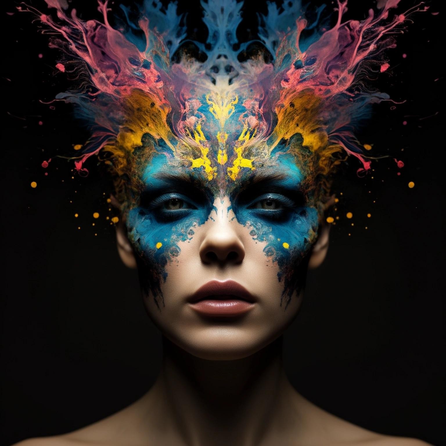 Image with seed 1069150129 generated via Stable Diffusion through @stablehorde@sigmoid.social. Prompt: Reality is the original Rorschach. Surrealism, magic realism, beautiful chaos, whimsical, playful, silly, colourful. Elektrodada fnord Hail Eris! All hail Discordia!