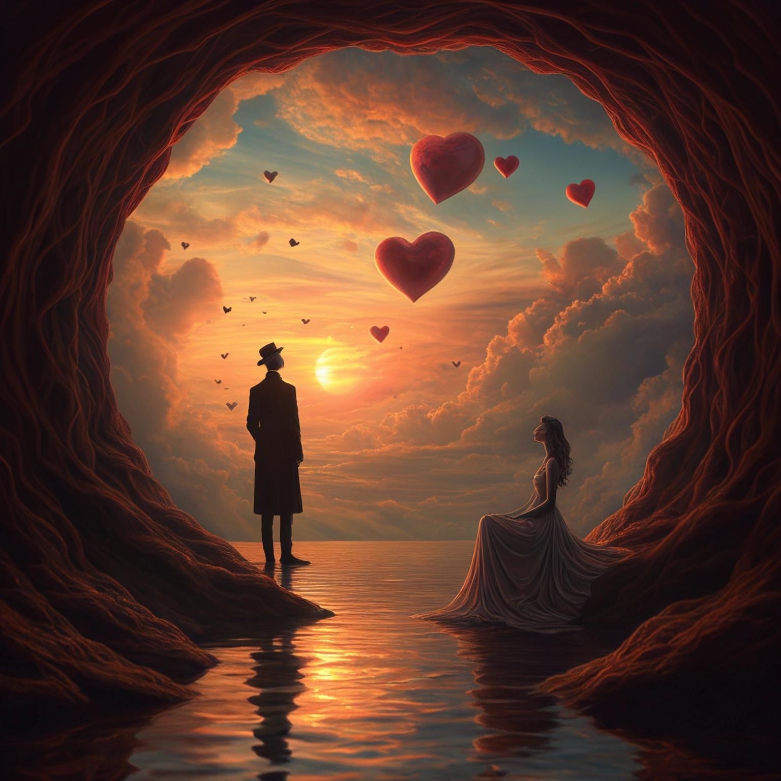 Image with seed 1397758077 generated via Stable Diffusion through @stablehorde@sigmoid.social. Prompt:  Even a eunuch dreams of love.  digital painting, sharp focus, fantasy, psychedelic, fantastic view, dreamlike, sensual, weird, Surrealism, whimsical, raytracing, another world