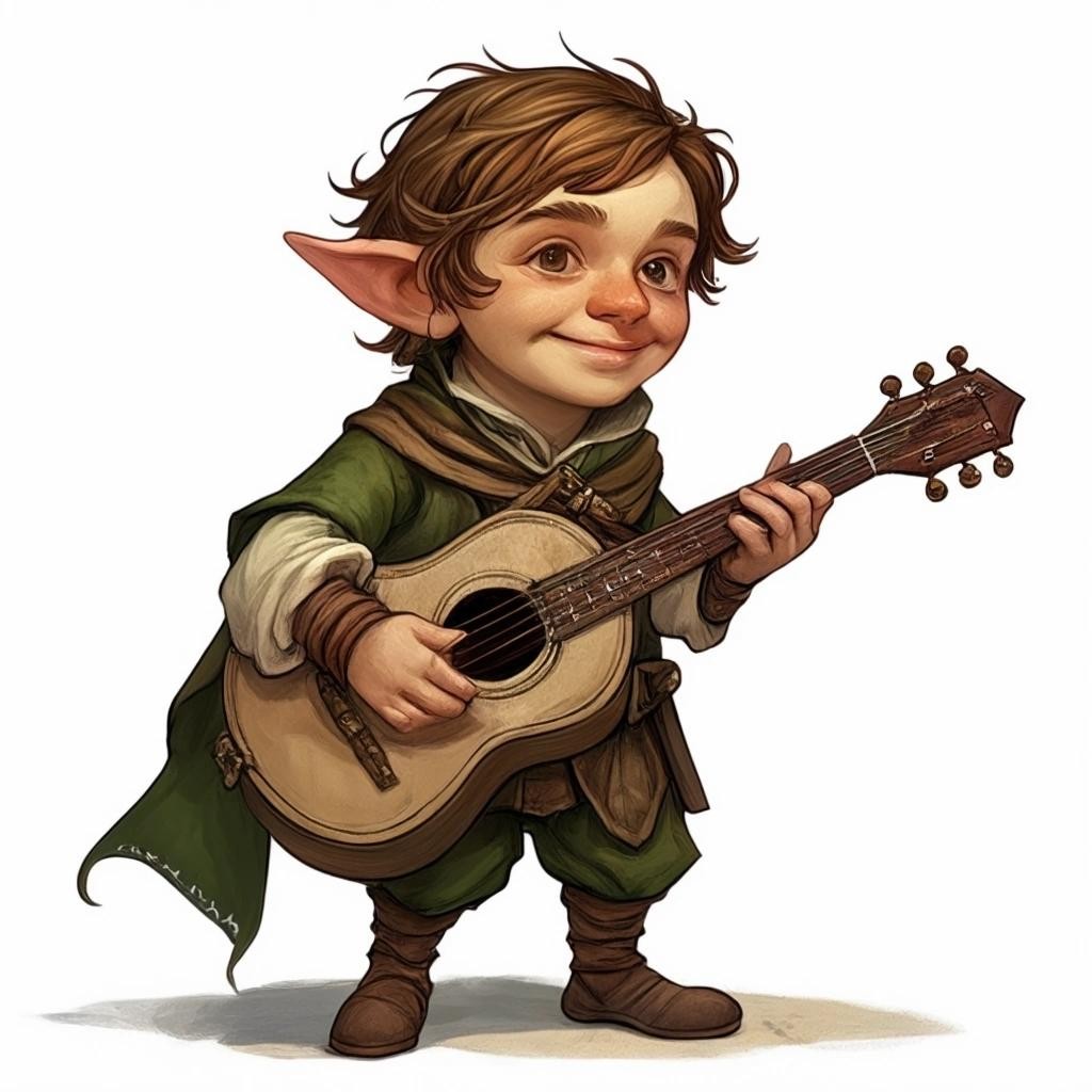 Image with seed 2228795689 generated via Stable Diffusion through @stablehorde@sigmoid.social. Prompt: The Halfling Bard 