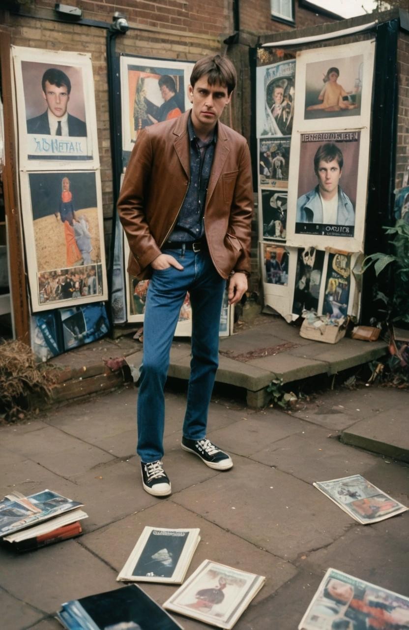 Image with seed 723710216 generated via Stable Diffusion through @stablehorde@sigmoid.social. Prompt: ((A modern Tarot card)), Vintage record sleeve, a standing man looking down at his trainers, annoyed, british, 1990s brit pop, Oasis, blur, pulp, indie music, outside, exterior, a dog is crouched in the background###photorealistic, cute, modern, simple, anime, plain, vector, lowres, cropped, limneart, cgi, 3d, antiquecards,deformed,distorted,lots of