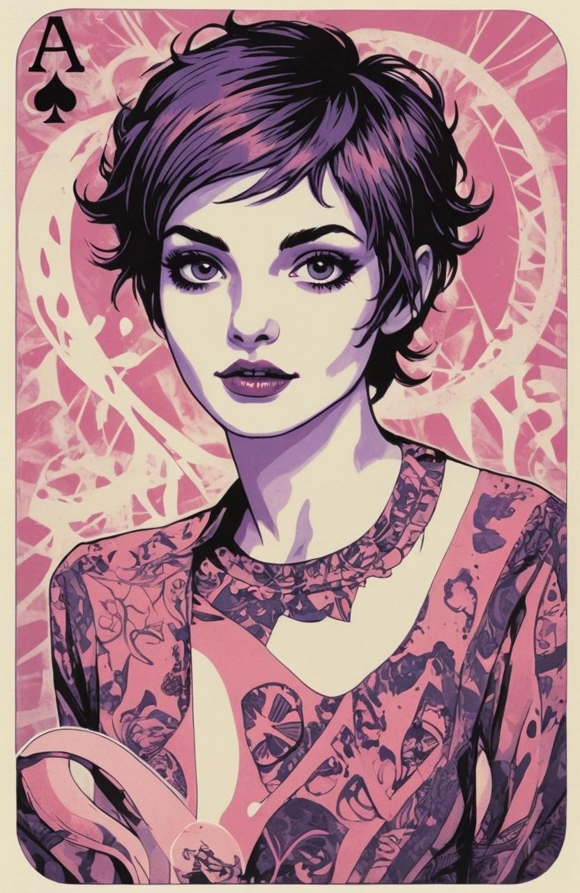 Image with seed 2232332235 generated via Stable Diffusion through @stablehorde@sigmoid.social. Prompt: A modern playing card, Manic Pixie Dream Girl ###, photorealistic, cute, lowres, cropped, cgi, 3d, pixelated