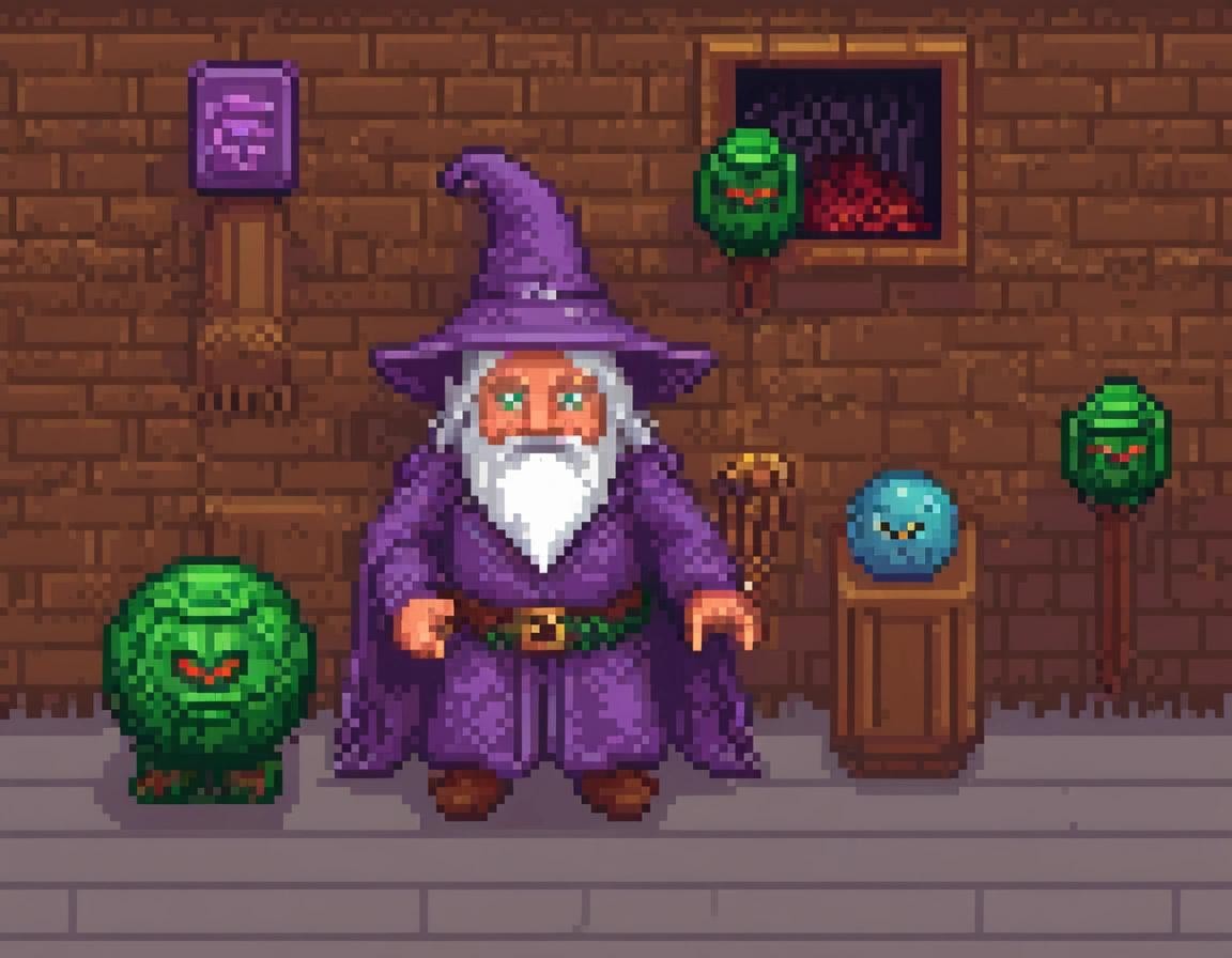 Image with seed 257362776 generated via Stable Diffusion through @stablehorde@sigmoid.social. Prompt: pixel-art, An error occured. The wizard must be stopped. , low-res, blocky, pixel art style, 16-bit graphics###sloppy, messy, blurry, noisy, highly detailed, ultra textured, photo, realistic