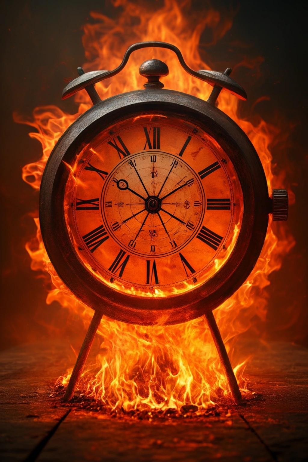 Image with seed 1419633479 generated via Stable Diffusion through @stablehorde@sigmoid.social. Prompt: Time is the fire in which we all burn. Surrealism, fantasy, science fiction, cyberpunk 