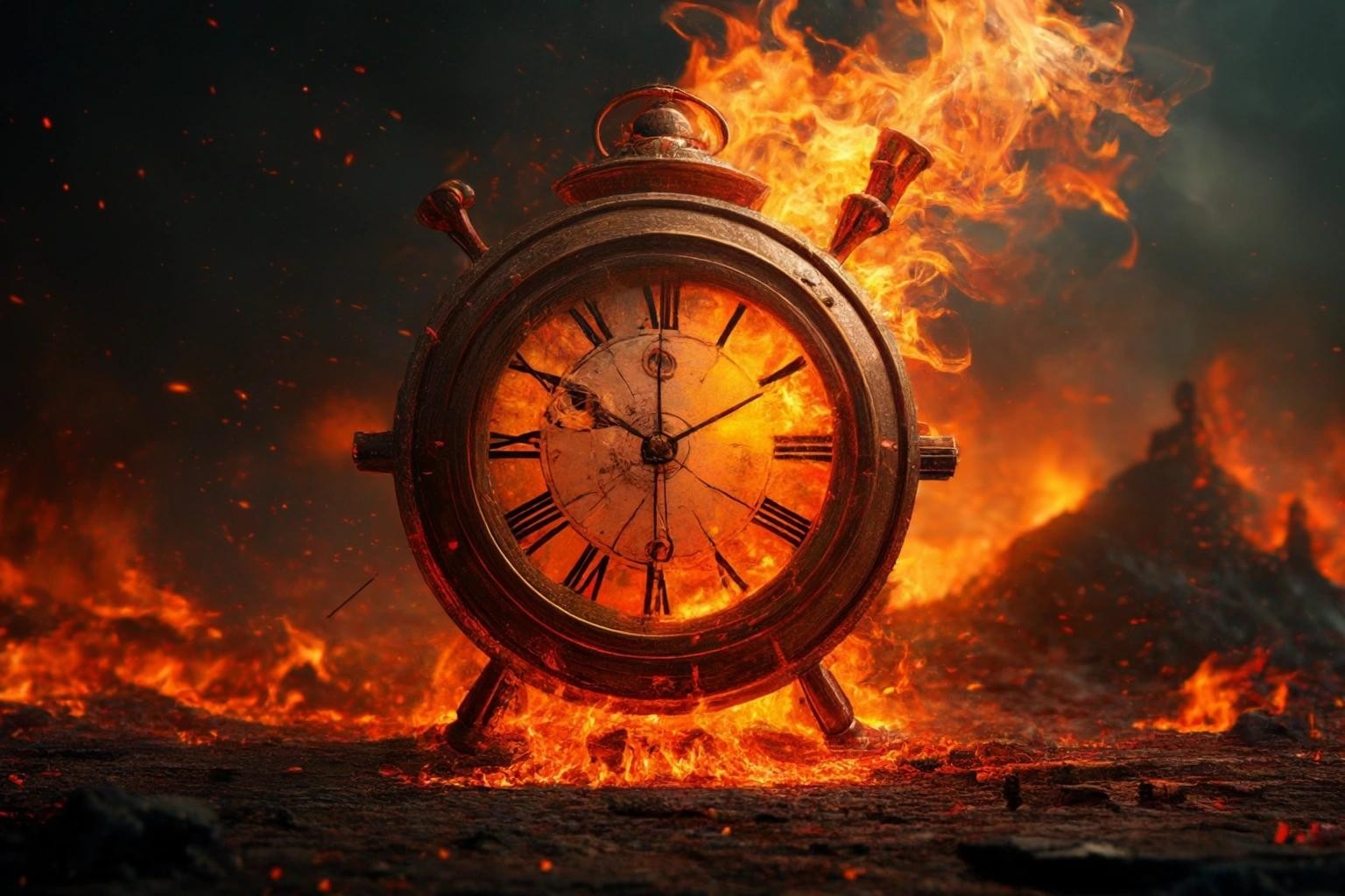 Image with seed 613180373 generated via Stable Diffusion through @stablehorde@sigmoid.social. Prompt: Time is the fire in which we all burn. Surrealism, fantasy, science fiction, cyberpunk 