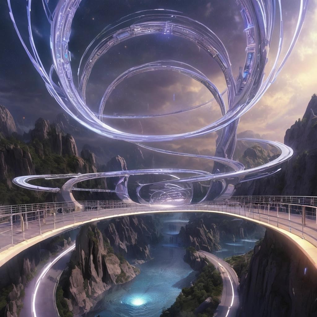 Image with seed 2934723406 generated via Stable Diffusion through @stablehorde@sigmoid.social. Prompt: opening ceremony for the Einstein Podolsky Rosen Bridge, science fiction, fantasy, space opera, interdimensional portal
