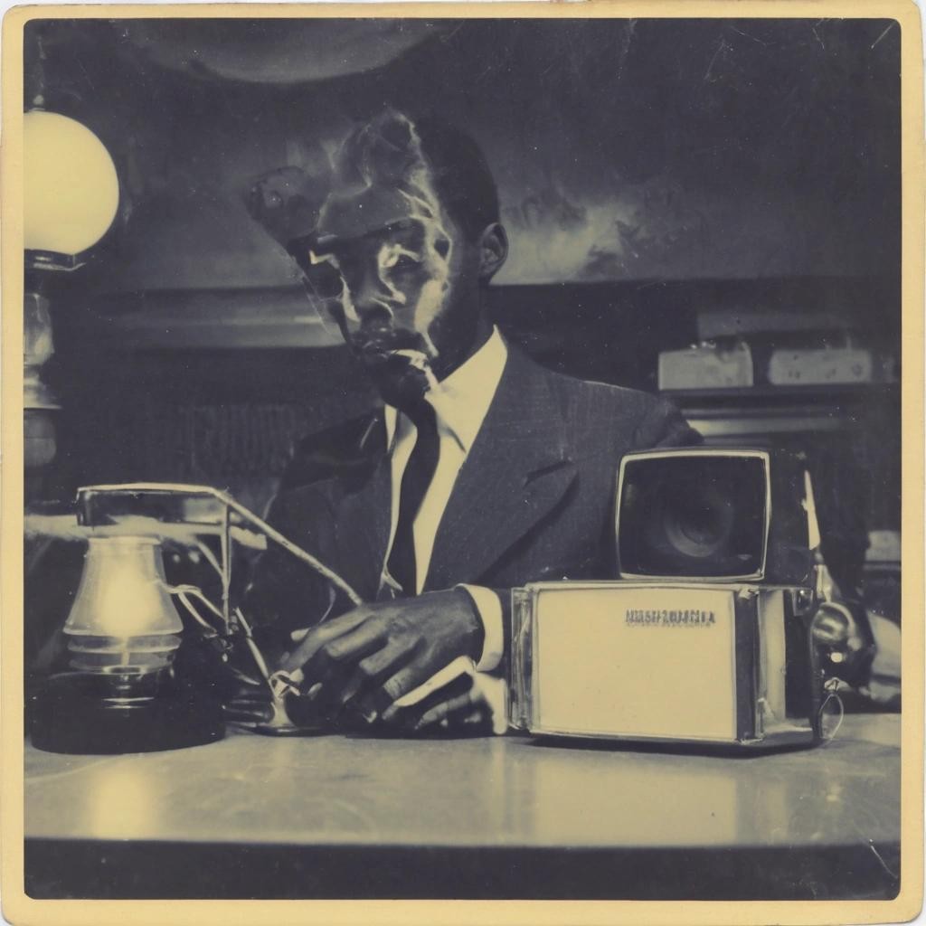 Image with seed 1409964578 generated via Stable Diffusion through @stablehorde@sigmoid.social. Prompt: a vintage vinyl single cover for a song "Mischeivous Cat Blues" by "Eric 'Midnight' Dupree" . vintage photograph, r/oldschoolcool, polaroid photo style###nsfw, 