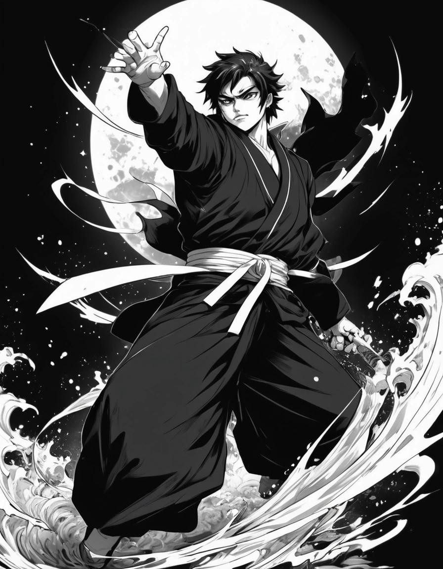 Image with seed 1967038593 generated via Stable Diffusion through @stablehorde@sigmoid.social. Prompt: (manga, heavy outlines, thick linework, monochrome, flat, black and white:1.2), a white ninja throwing shurikens at midnight. ###(3d, color)