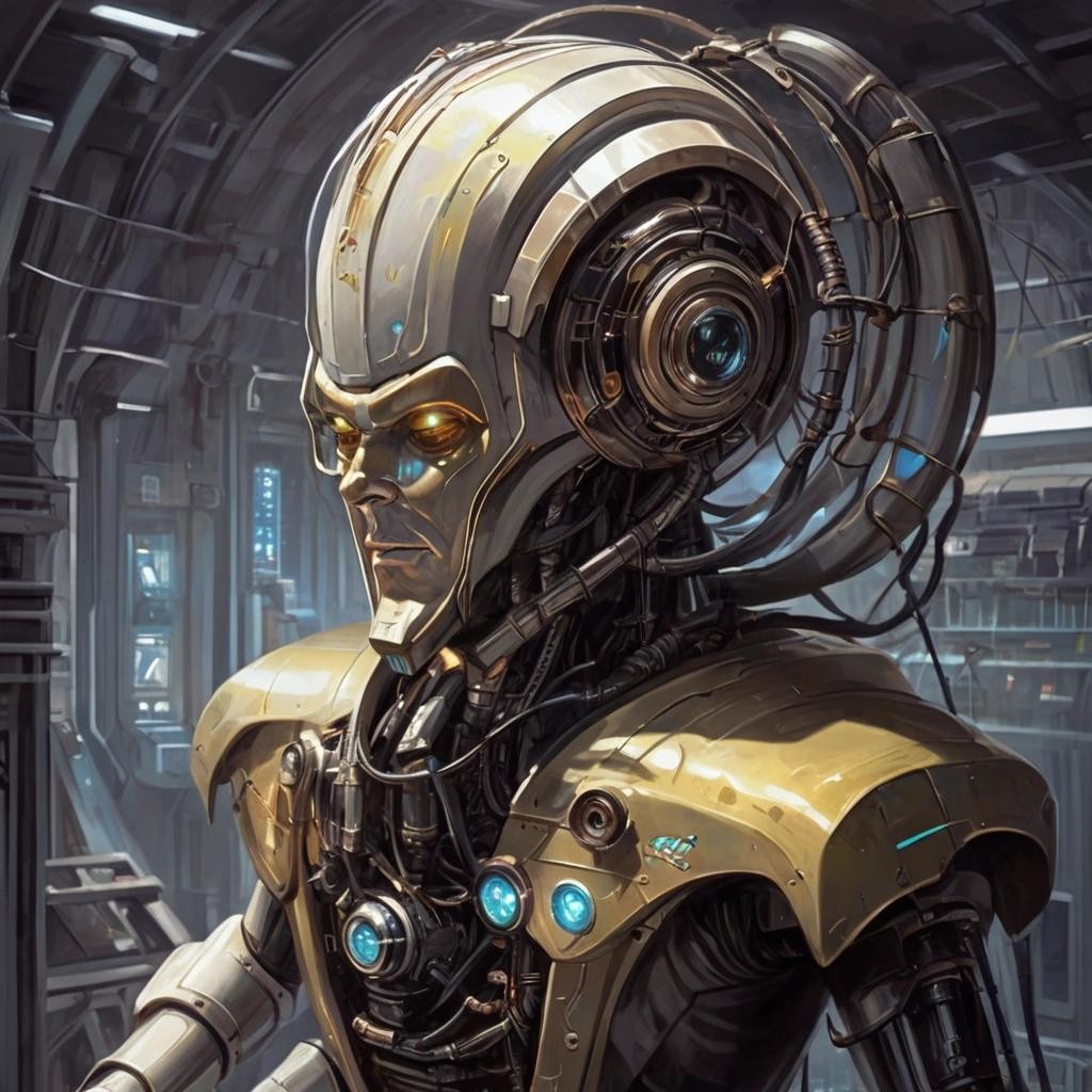 Image with seed 1419200789 generated via Stable Diffusion through @stablehorde@sigmoid.social. Prompt: a Solarian from Isaac Asimov fictions, harvesting energy via it's transducers to power it's estate, factories and robots.