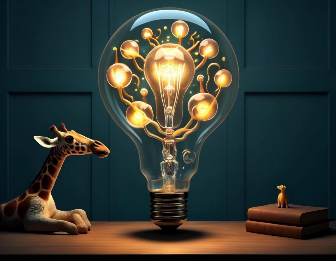 Image with seed 1204979769 generated via Stable Diffusion through @stablehorde@sigmoid.social. Prompt: Question: How many surrealists do you need to change a lightbulb? Long Answer: You need three surrealists. One to change the lightbulb, one to hold the giraffe, and one to fill the bathtub with colourful glowing objects. Short Answer: A fish. 