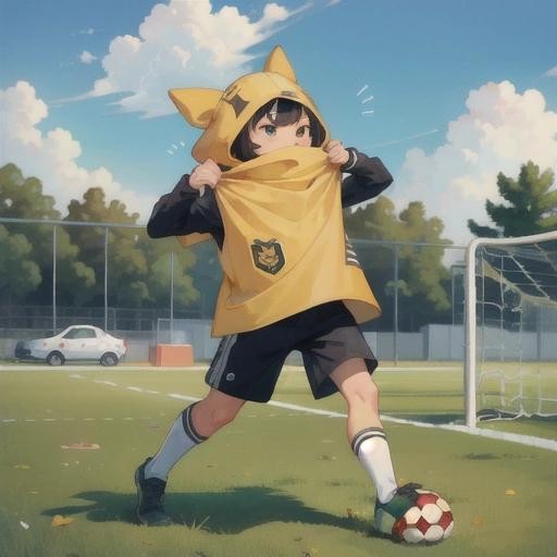 Image with seed 3743582406 generated via Stable Diffusion through @stablehorde@sigmoid.social. Prompt: a sentient burrito playing soccer 