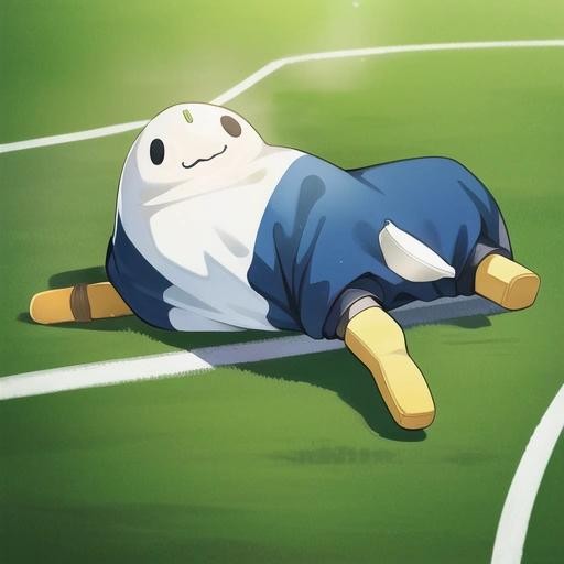 Image with seed 3789902367 generated via Stable Diffusion through @stablehorde@sigmoid.social. Prompt: a sentient burrito playing soccer , shadows, lights, outline, highly detailed, anime