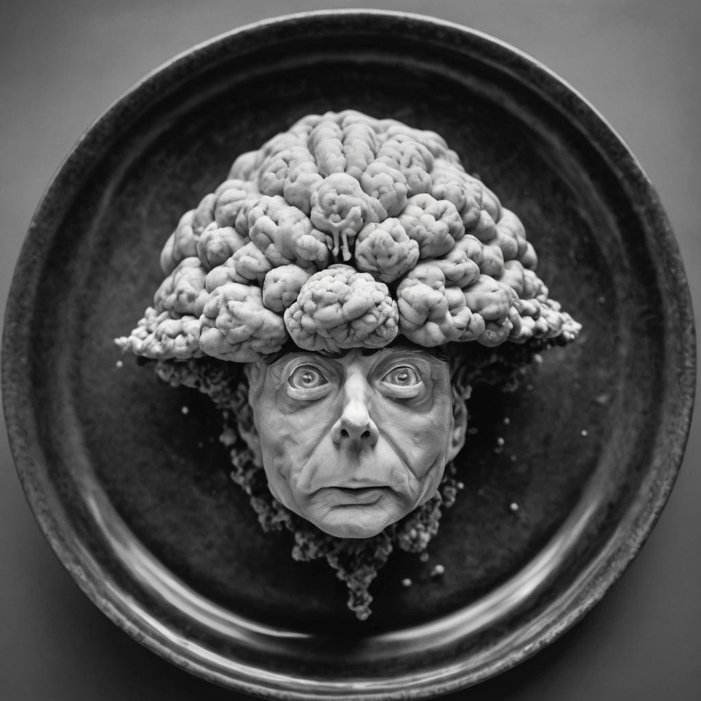 Image with seed 2859124379 generated via Stable Diffusion through @stablehorde@sigmoid.social. Prompt: a theoretical physicist's brain as a dessert topping style daguerrotype