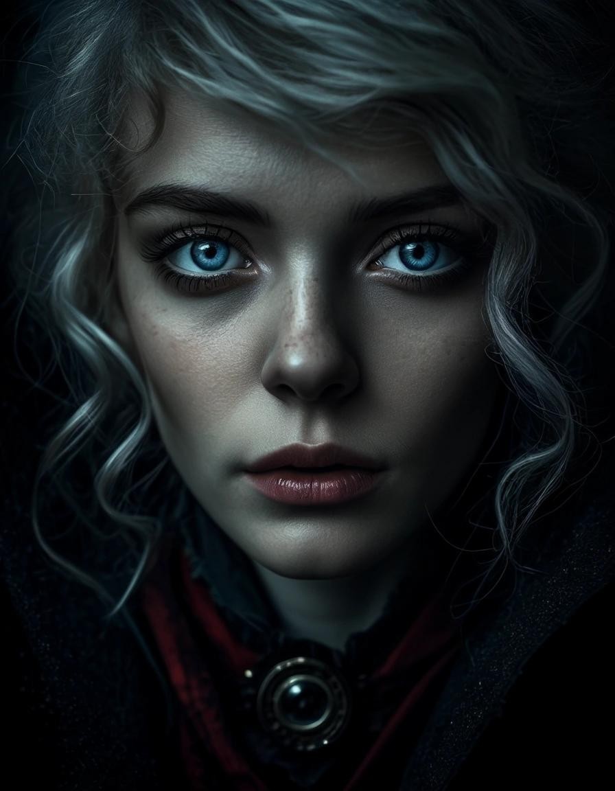 Image with seed 1630303672 generated via Stable Diffusion through @stablehorde@sigmoid.social. Prompt: Twice Upon A Time, dark fantasy, twisted fairytale, dungeonpunk, perfect face, expressive eyes, cinematic lighting, cinematic postprocessing 