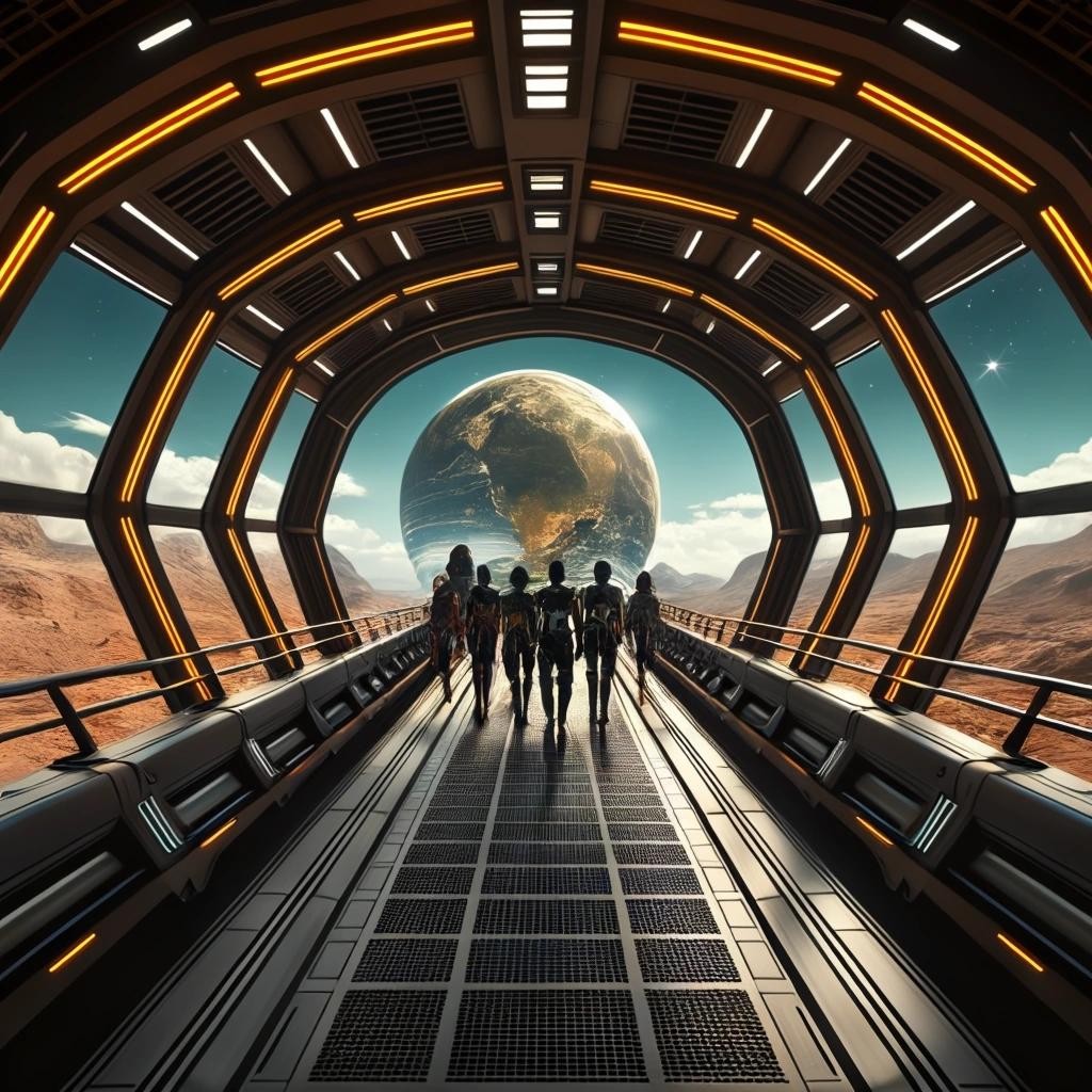 Image with seed 3879040677 generated via Stable Diffusion through @stablehorde@sigmoid.social. Prompt: African space travellers on the bridge of the first Panafrican starship, Afrofuturism, Space Opera, science fiction, wide angle, cinematic 