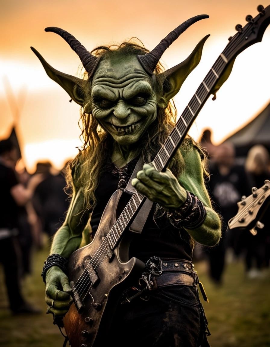Image with seed 968146927 generated via Stable Diffusion through @stablehorde@sigmoid.social. Prompt: Goblin Wacken 