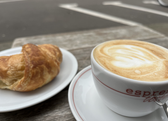 Perfect Cappuccino and Corneto at Espresso Stazione in Karlsruhe.