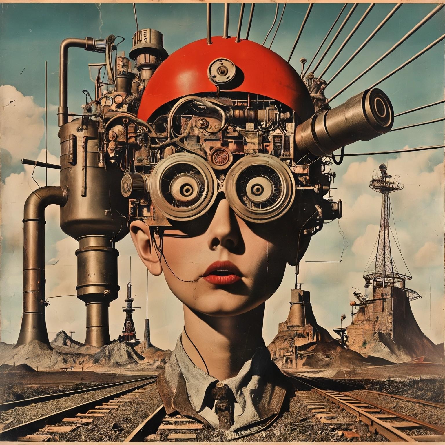 Image with seed 1756566301 generated via Stable Diffusion through @stablehorde@sigmoid.social. Prompt: the end of the industrial age, dada neo-dada elektrodada anti-art hypernonsense dadapunk collage mixed media maximalism surrealism silly weird disturbing useless 