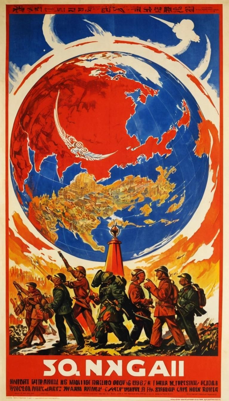 Image with seed 4210553670 generated via Stable Diffusion through @stablehorde@sigmoid.social. Prompt: USSR soviet propaganda poster, Pangea ###photorealistic, cute, modern,