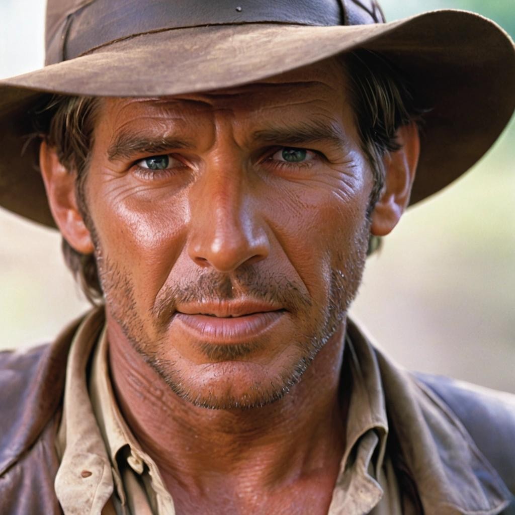 Image with seed 1811694237 generated via Stable Diffusion through @stablehorde@sigmoid.social. Prompt: Harrison Ford as Indiana Jones, in portrait close up