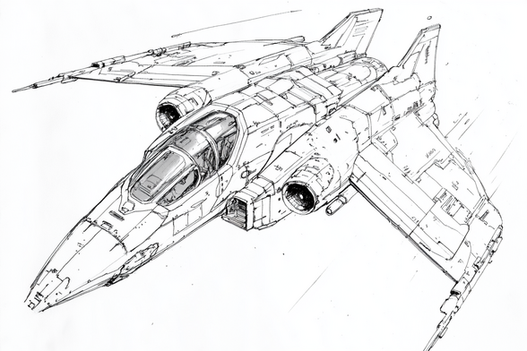 3/4 view of a common or garden variety space fighter