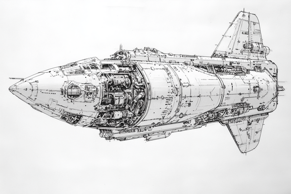 Near-side profile of a rocketship