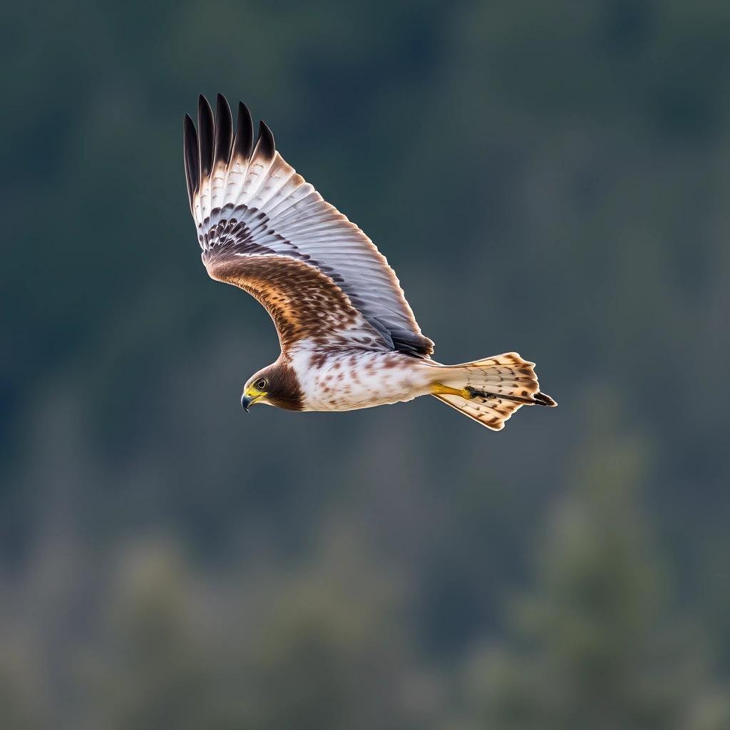 Image with seed 1865488613 generated via Stable Diffusion through @stablehorde@sigmoid.social. Prompt: Accipiter gentilis, the northern goshawk, in flight