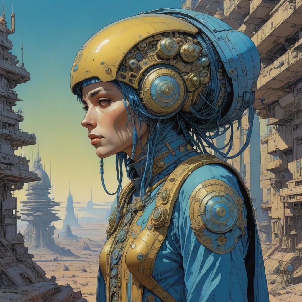 Image with seed 124478207 generated via Stable Diffusion through @stablehorde@sigmoid.social. Prompt: Forgotten Future's Spirit of Misfortune, Futuristic Sci-Fi Biopunk Art Nouveau, Moebius, Enki Bilal, psychedelic, magic mushrooms 