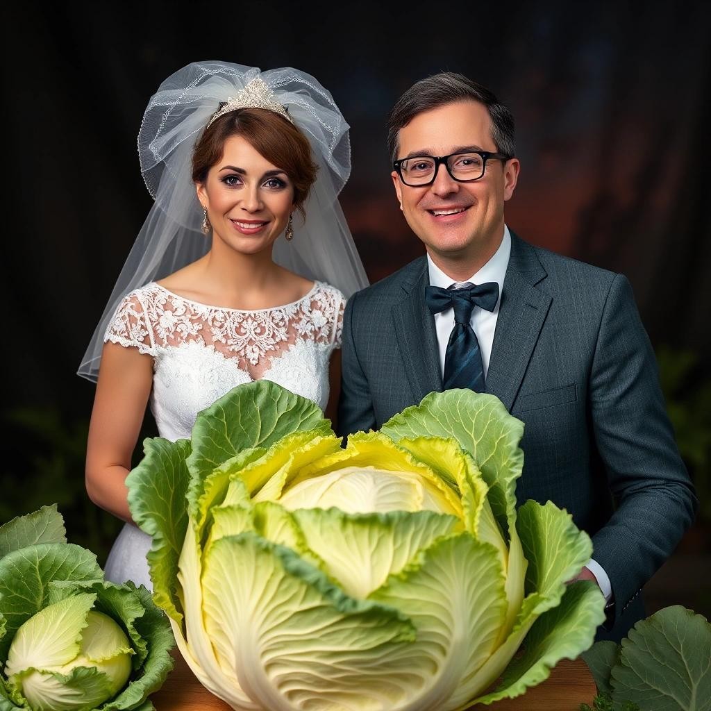 Image with seed 349936162 generated via Stable Diffusion through @stablehorde@sigmoid.social. Prompt: John Oliver married a cabbage