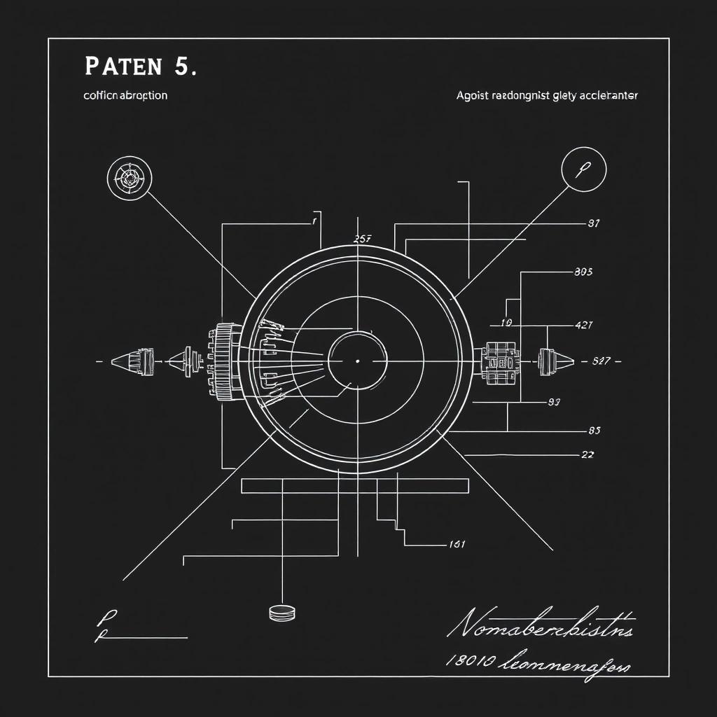 Image with seed 2339937819 generated via Stable Diffusion through @stablehorde@sigmoid.social. Prompt: patent blueprint of a nonlinear agnosticism accelerator