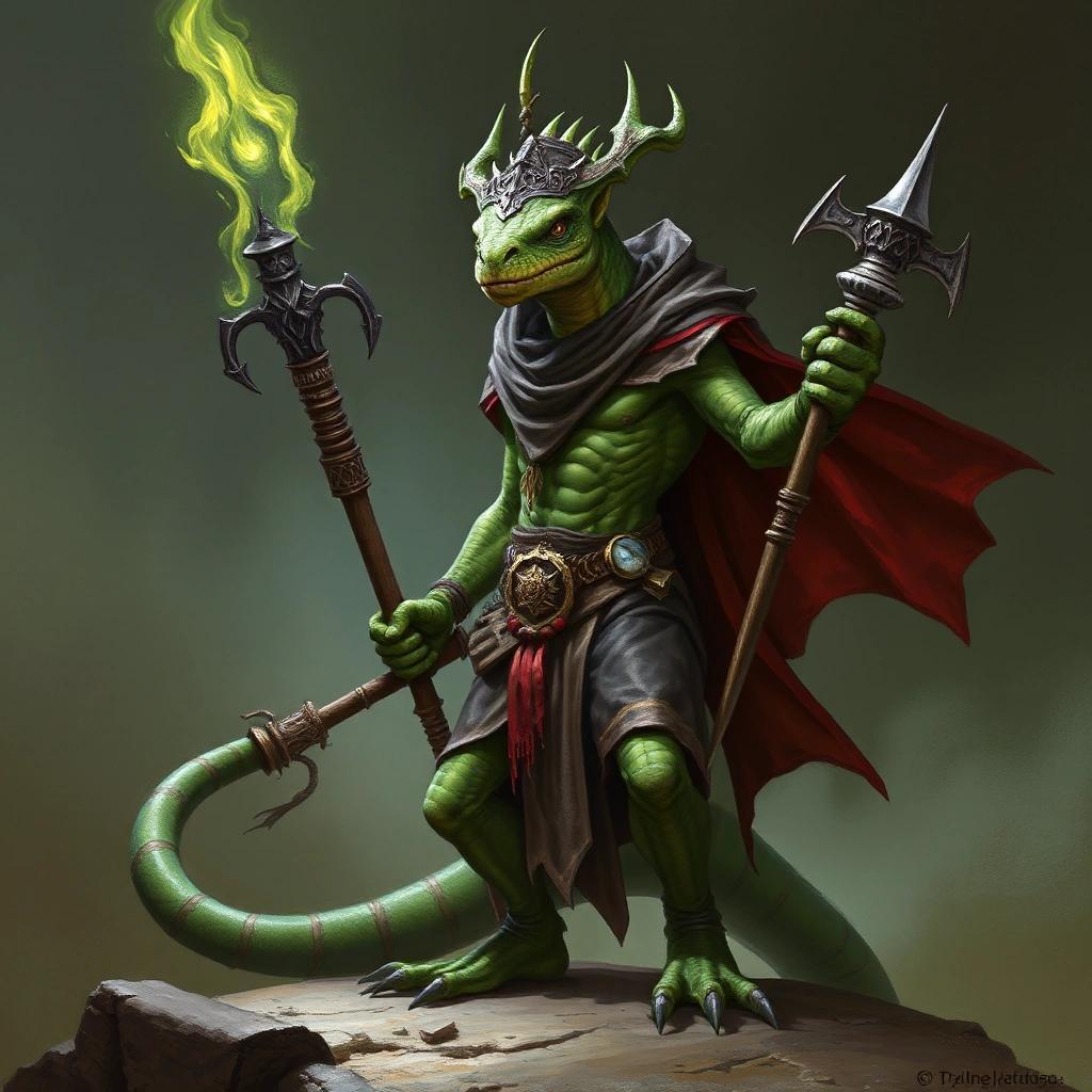 flux: Lizardman High Priest, fantasy, Dungeons and Dragons