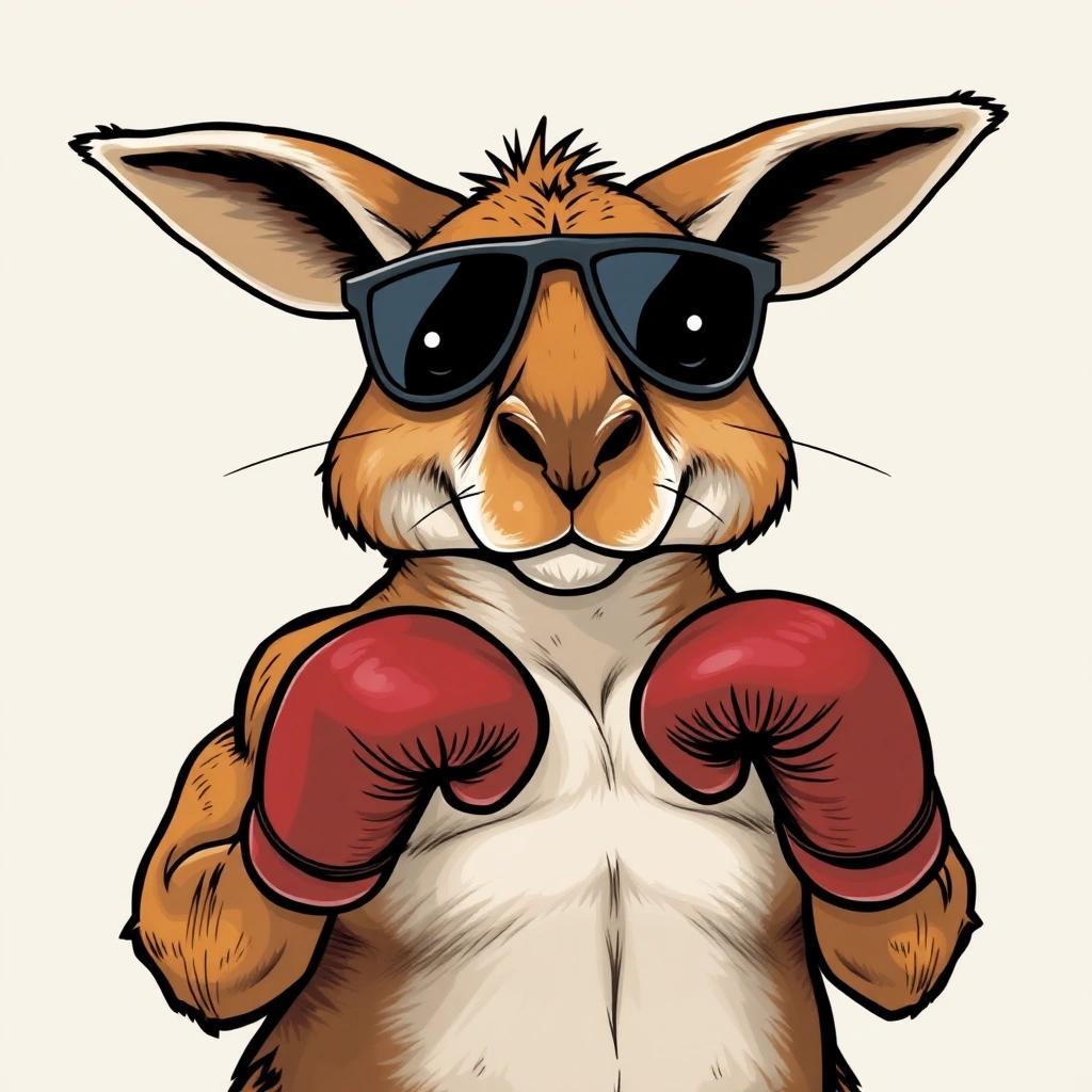 Image with seed 1581218365 generated via Stable Diffusion through @stablehorde@sigmoid.social. Prompt: a muscled kangaroo wearing boxing gloves