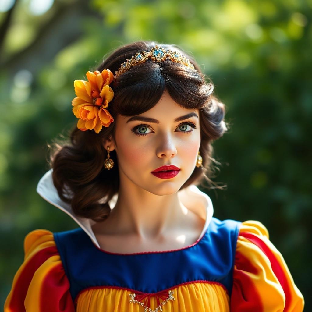 Image with seed 1269372171 generated via Stable Diffusion through @stablehorde@sigmoid.social. Prompt: actress Anya Taylor-Joy as Snow White the fairest of them all