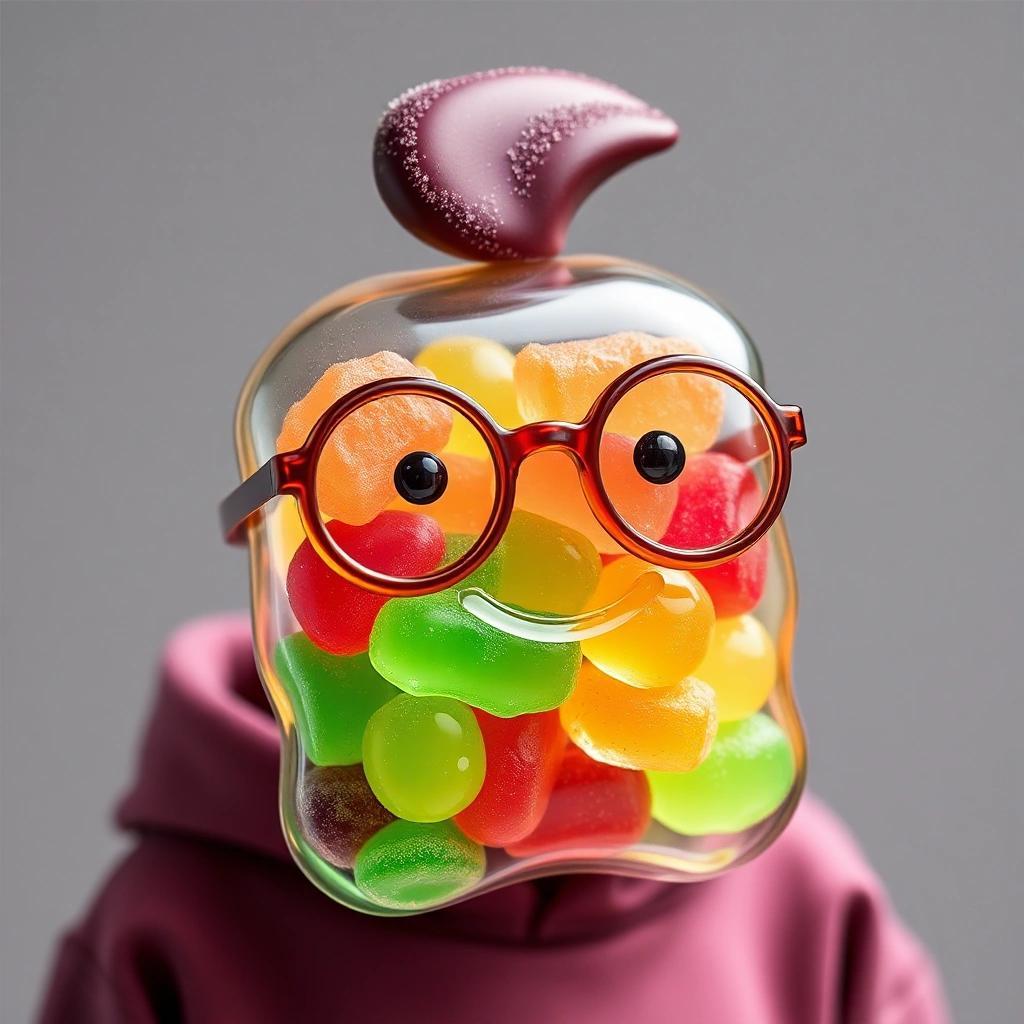 Image with seed 2884517802 generated via Stable Diffusion through @stablehorde@sigmoid.social. Prompt: a gummy nerd