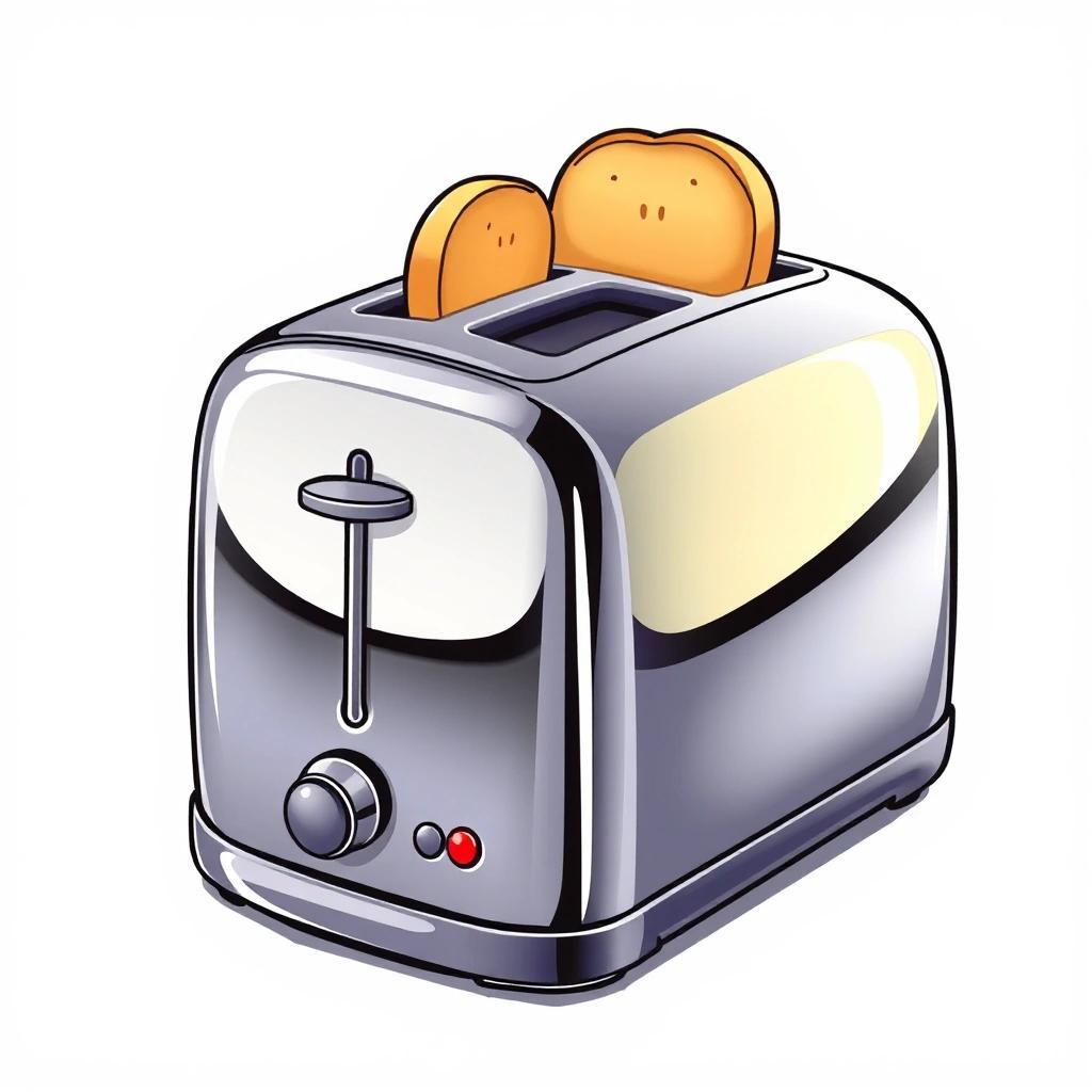 Image with seed 2981643505 generated via Stable Diffusion through @stablehorde@sigmoid.social. Prompt: digital vector drawing of a chrome toaster, iso 3d, cartoonish