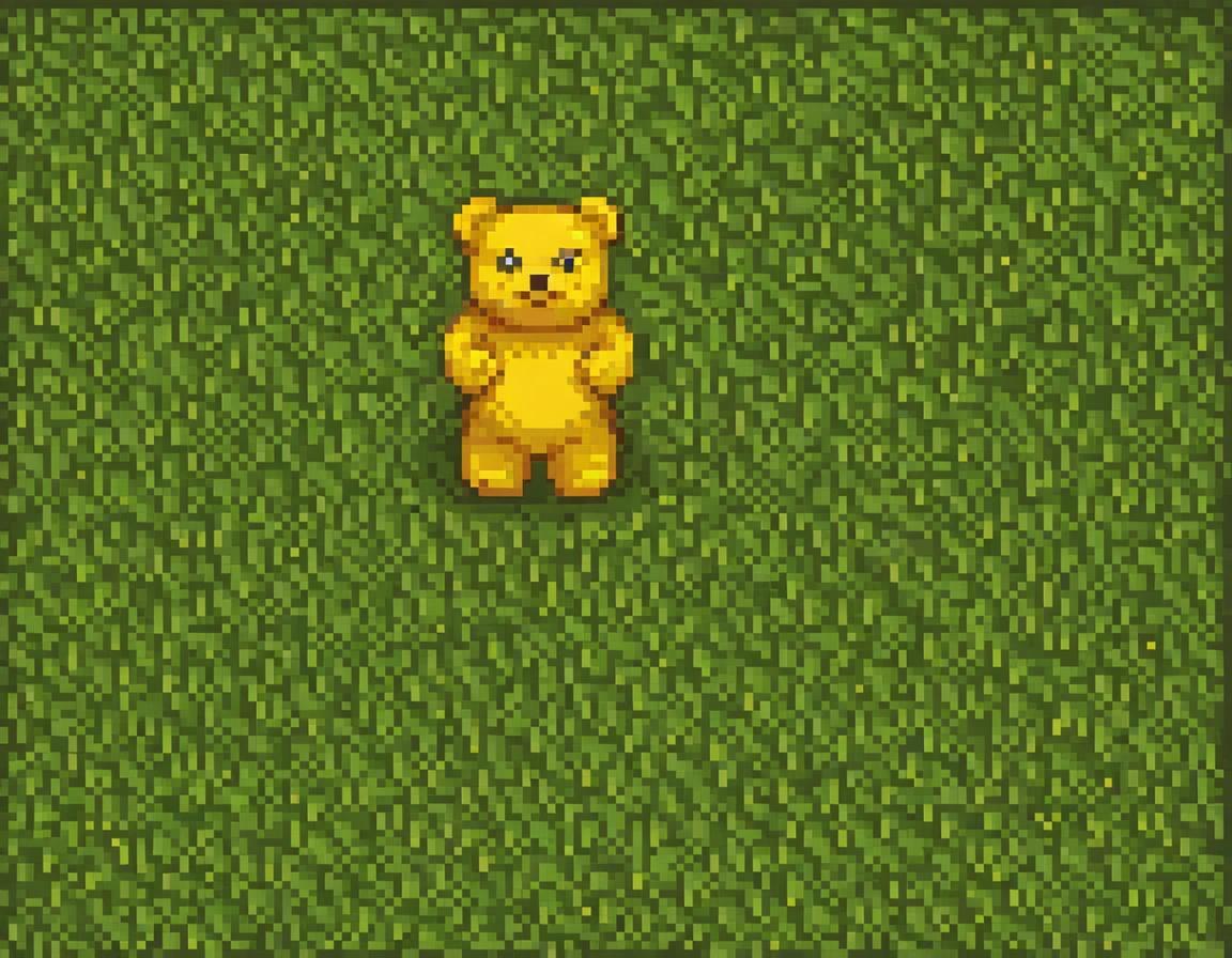 Image with seed 2265516562 generated via Stable Diffusion through @stablehorde@sigmoid.social. Prompt: pixel-art, a yellow gummy bear , low-res, blocky, pixel art style, 16-bit graphics###sloppy, messy, blurry, noisy, highly detailed, ultra textured, photo, realistic