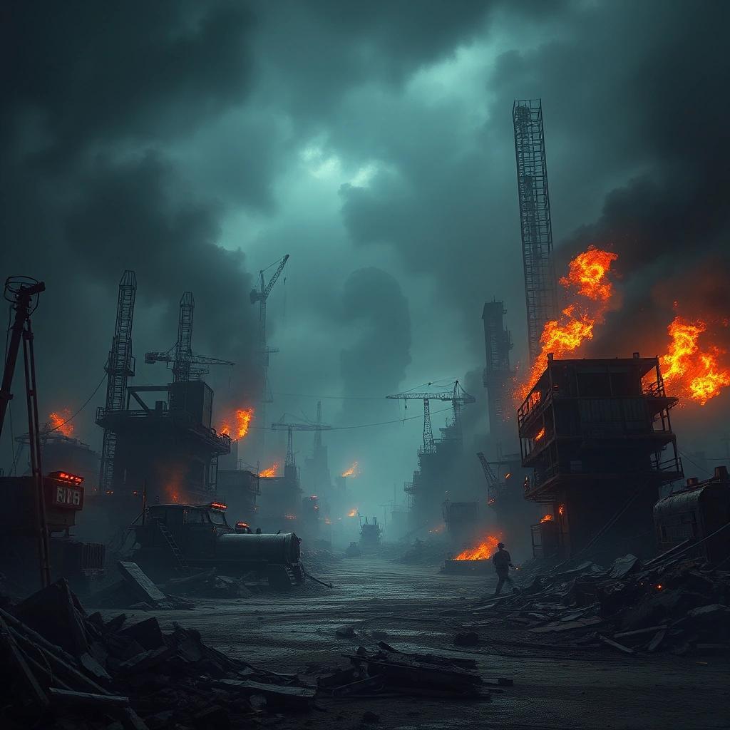 Image with seed 2096278859 generated via Stable Diffusion through @stablehorde@sigmoid.social. Prompt: The Age of Breakdown, highly detailed, high definition, dark, science fiction, postapocalyptic