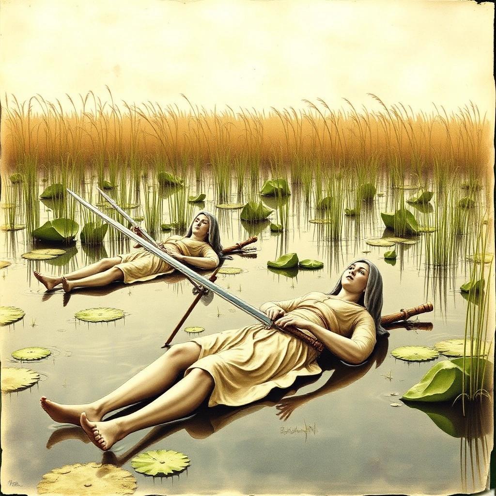 Image with seed 1803904426 generated via Stable Diffusion through @stablehorde@sigmoid.social. Prompt: Strange women lying in ponds distributing swords is no basis for a system of government.