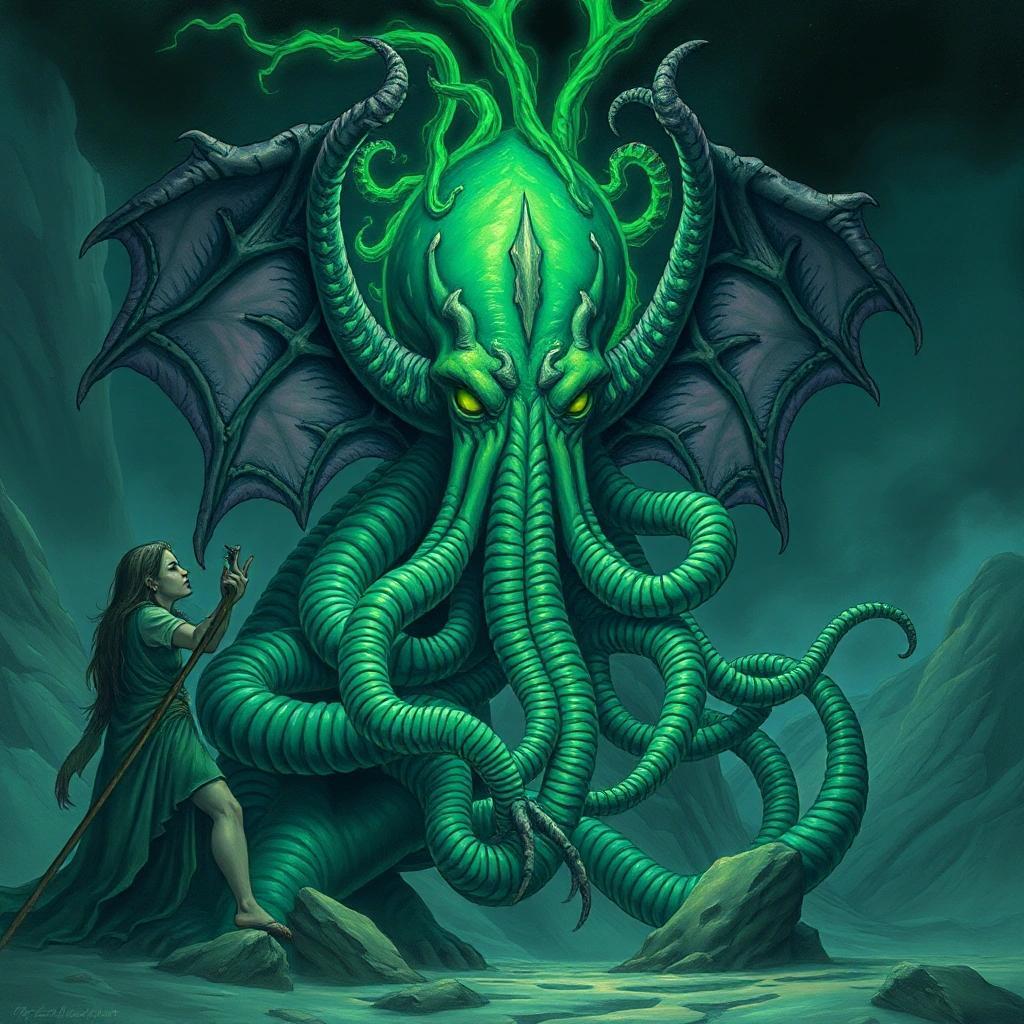 Image with seed 839373512 generated via Stable Diffusion through @stablehorde@sigmoid.social. Prompt: ph&#39;nglui mglw&#39;nafh Cthulhu R&#39;lyeh wgah&#39;nagl fhtagn