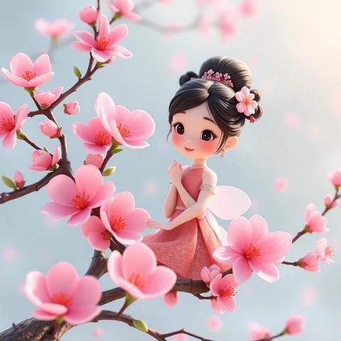 Image with seed 61106195 generated via Stable Diffusion through @stablehorde@sigmoid.social. Prompt: 3d animated cartoon still of a beautiful Chinese plum blossom spring fairy