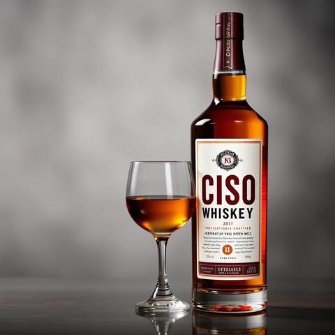 Image with seed 2365070420 generated via Stable Diffusion through @stablehorde@sigmoid.social. Prompt: "an advertising style photo of "CISO Whiskey""