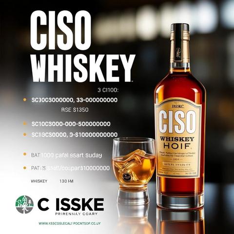 Image with seed 2365070420 generated via Stable Diffusion through @stablehorde@sigmoid.social. Prompt: "an advertising style photo of "CISO Whiskey""