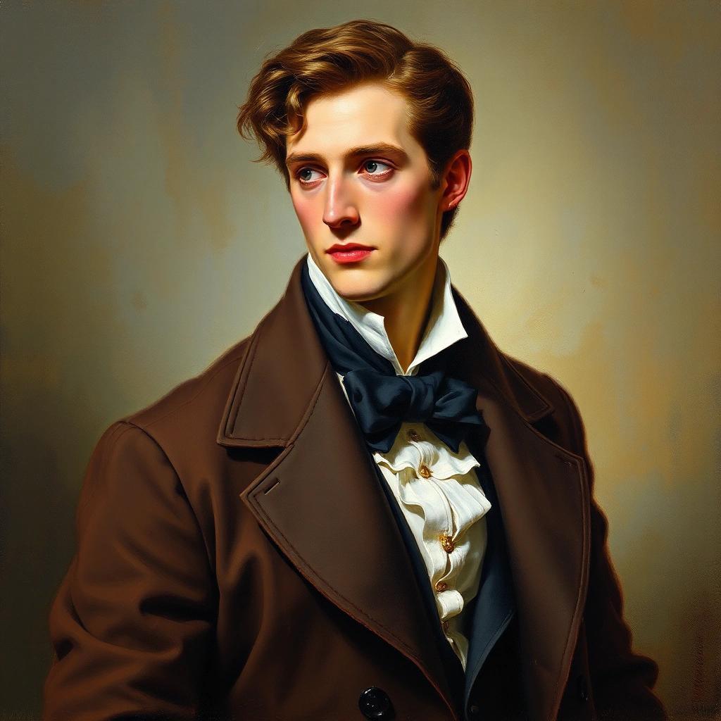 Image with seed 2588618169 generated via Stable Diffusion through @stablehorde@sigmoid.social. Prompt: romantic oil painting, portrait of John Jacob Jingleheimer-Schmidt