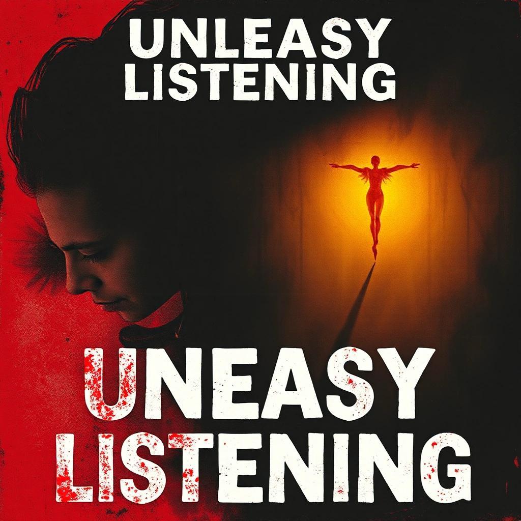 Image with seed 3871736597 generated via Stable Diffusion through @stablehorde@sigmoid.social. Prompt: an eerie and melancholic cover for an Album named "Uneasy Listening" with red, white and yellow as the dominant colors