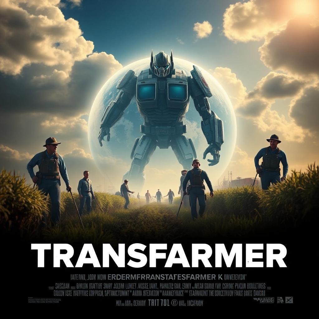 Image with seed 4006071571 generated via Stable Diffusion through @stablehorde@sigmoid.social. Prompt: a Transfarmer Movieposter about a Planet full of Transgender Farmers in the style of a Transformer Movie.